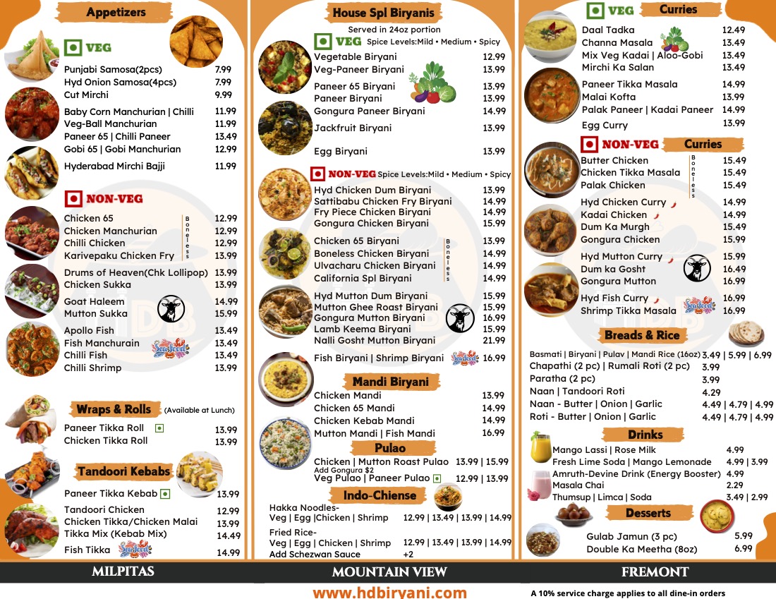 Hyderabad Dum Biryani Menu